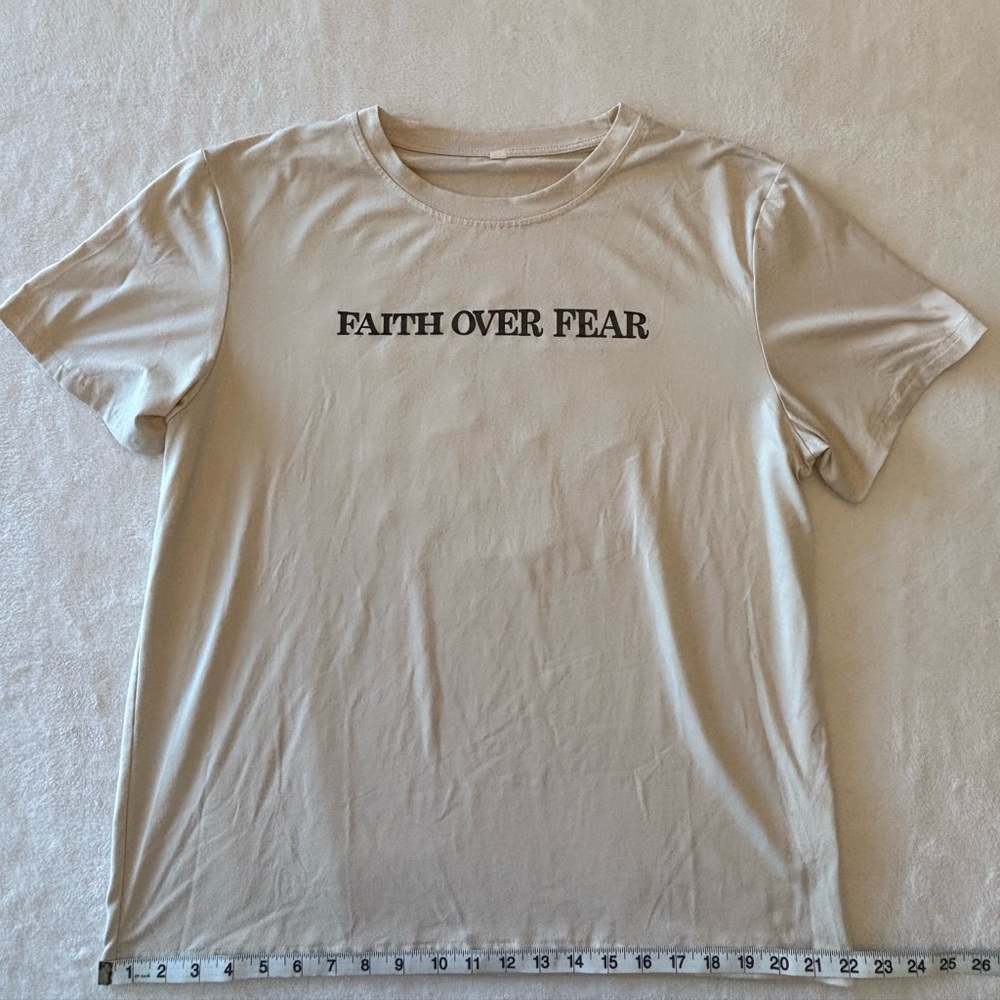 Faith Over Fear Graphic Tee - Cream with Black Print